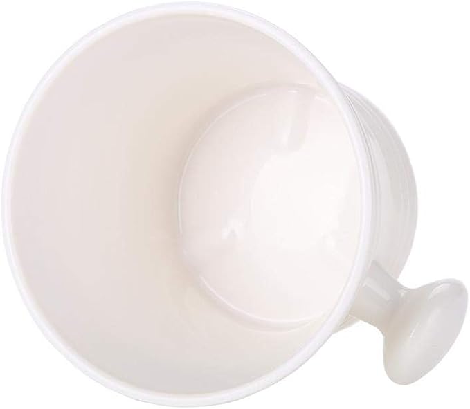 2 Colors Plastic Shaving Soap Bowl Foam Shaving Soap Cream Bowl with little handle Shaving Bowl for Men, Traditional Wet Shaving Factory Shaving Mug (White)