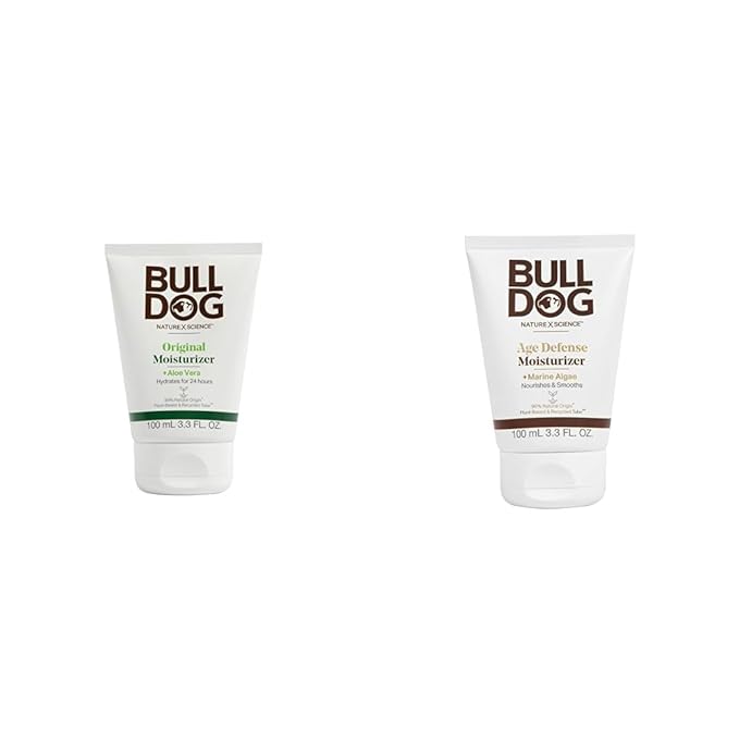 BULLDOG Mens Skincare Face Moisturizers Original 3.3oz and Age Defense 3.3oz