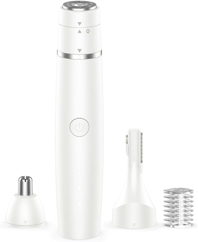 Nose Hair Trimmer for Women & Men, 3-in-1 Facial Hair Remover for Peach Fuzz, Eyebrow Trimmer, Shaper & Shaver, Ear & Face Grooming Kit, USB-C Rechargeable, Painless, Dry Use, Compact & Travel-Ready