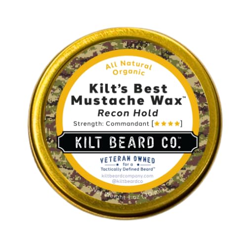 Recon Hold Mustache Wax- Strong Hold for Competition & Precision Styling- Miltiary- Grade, Non- Sticky, High Heat Tolerance- Unscented, All- Natural & Organic- Beeswax & Carnauba Wax