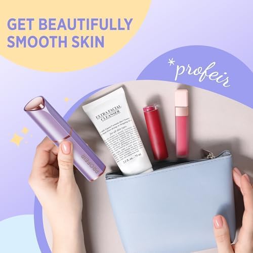 Profeir Facial Hair Removal for Women: Electric Razor for Smooth Skin Painless Trimmer Rechargeable Shaver for Upper Lip Peach Fuzz Chin Pocs Hair at Home Travel Gifts for Women(Purple)