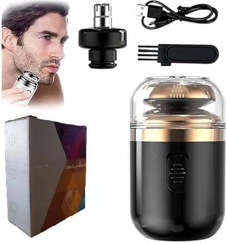 Mini Electric Travel Shaver for MenRechargeable Rotary Shaver WashablePocket Size Shaving Razor PortableClose Shave Beard Trimmer Wet & DryRotary Electrical Shave (Black)