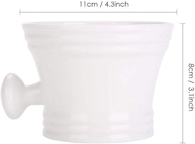 2 Colors Plastic Shaving Soap Bowl Foam Shaving Soap Cream Bowl with little handle Shaving Bowl for Men, Traditional Wet Shaving Factory Shaving Mug (White)