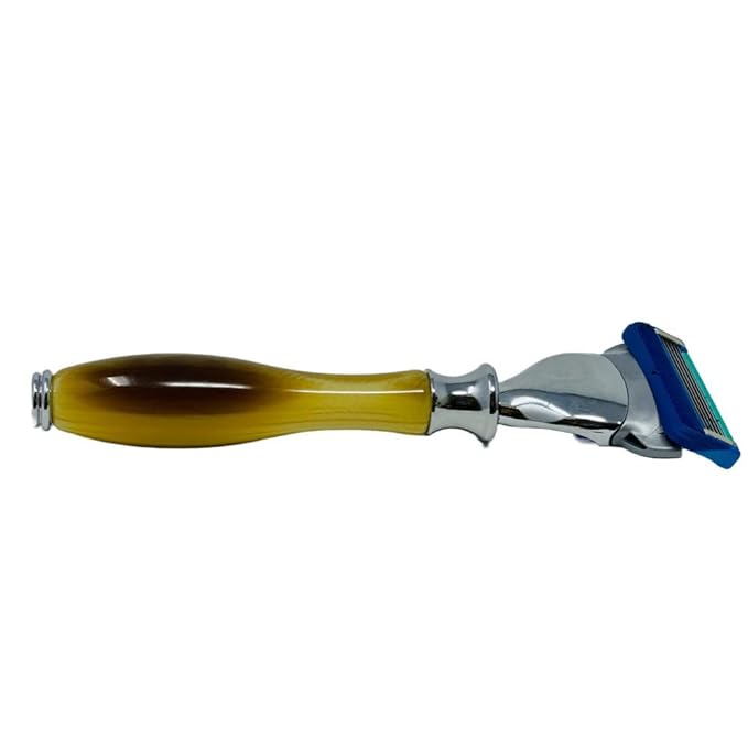 G.B.S 5 Blade Compatible Razor for Men, Shaving Kit for Men, Includes 1 Handle, 1 Razor Refill Cartridge (Horn Chrome)
