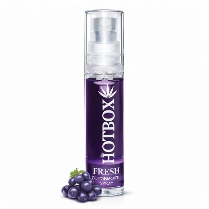 HOTBOX Fresh Cottonmouth Spray, Mint Grape Strawberry Flavors, Mouth Freshener (1 Pack-Grape)