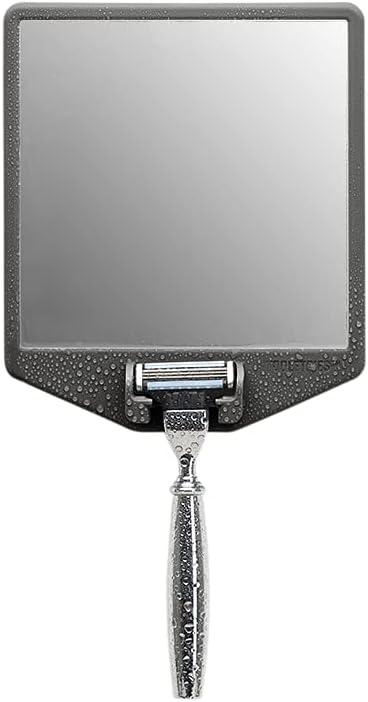 TOOLETRIES The Joseph Shower Mirror for Shaving - Silicone Razor Holder for Shower, Stlyish Bathroom Shower Accessory - Features Silicone-Grip, Removable & Reusable - Charcoal