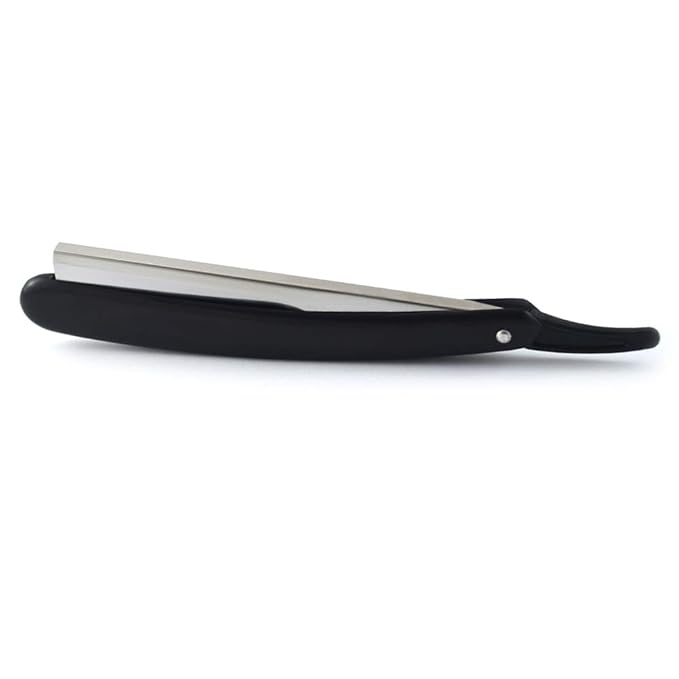 Barber Straight Wet Shaving Razor For Men Black Plastic Handle Cut Throat Beard Shaver Folding Knife With Blades