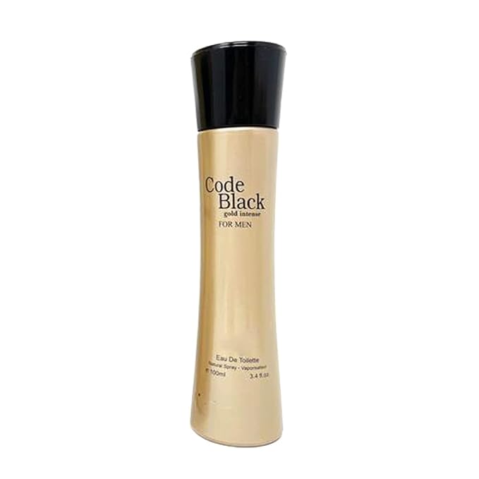 Hybrid & Company Black Code Intense Gold Cologne for Men Eau De Toilette Natural Spray Masculine Scent, 3.4 Fl Oz