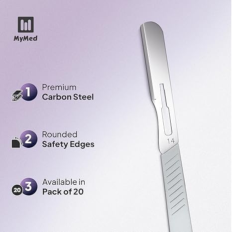 MyMed Disposable 14R Dermaplane Scalpels, Dermaplaning Razors - Pack of 20 Dermaplane Razor for Women Face, Women's Disposable Shaving Razors