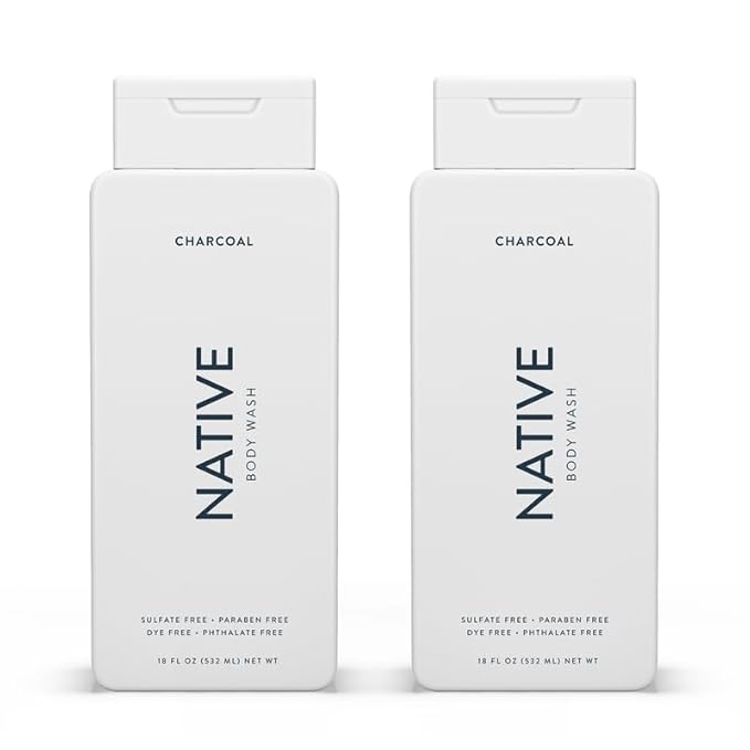 Native Body Wash Contains Naturally Derived Ingredients | For Women & Men, Sulfate, Dye, & Paraben Free Leaving Skin Soft and Hydrated | Charcoal 18 oz