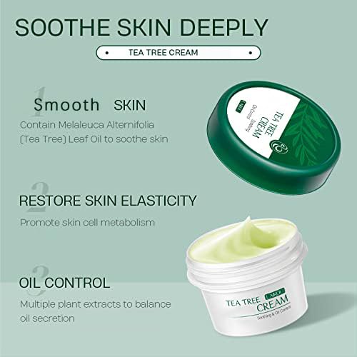 AKARY Tea Tree Oil Face Cream for Oily Skin, Extra Soothing & Nourishing Non-Greasy Facial Moisturizer, Gently Repair For Dry Skin, Balancing Oily Skin Moisturizer - Non-Greasy Moisturizer