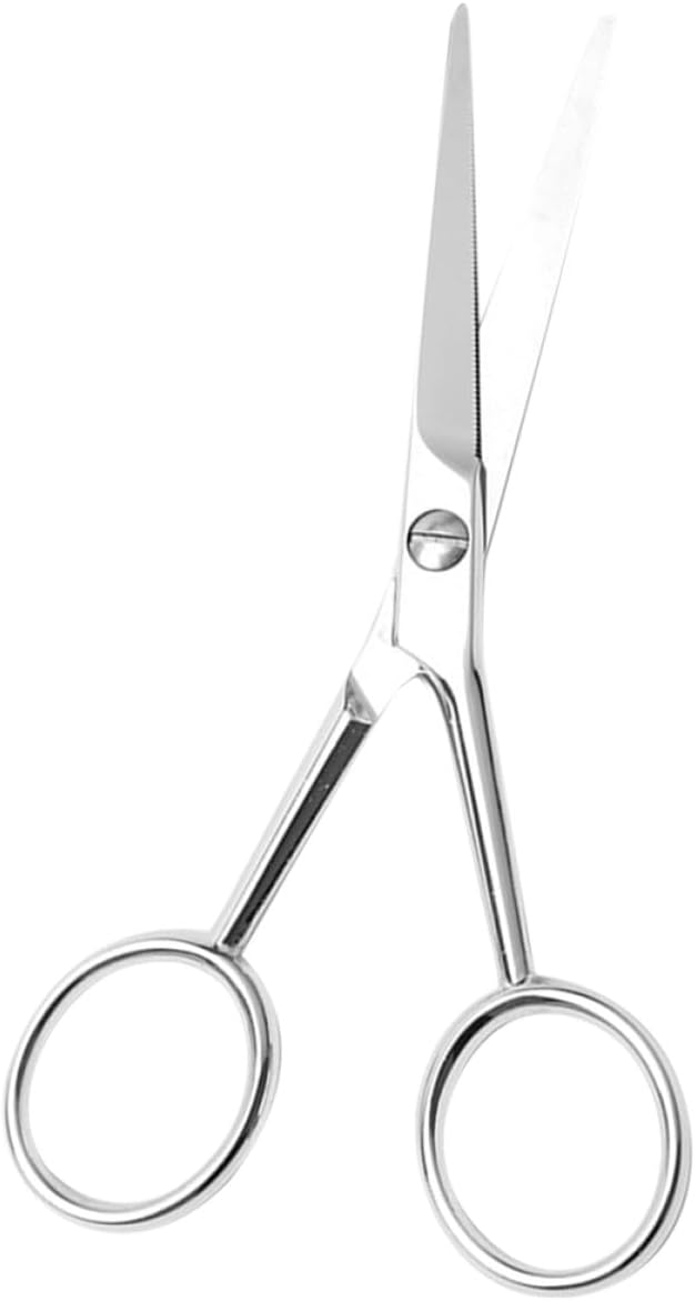 PRETYZOOM Stainless Steel Grooming Scissors and Mustache Trimming Scissors for Men Silver Precision Hair Cutting Tool for Facial Hair Care