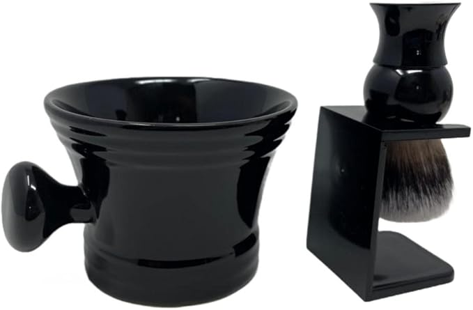 G.B.S Shaving Brush with All Natural Shave Soap, Shave Brush Stand and Ceramic Shaving Mug Kit