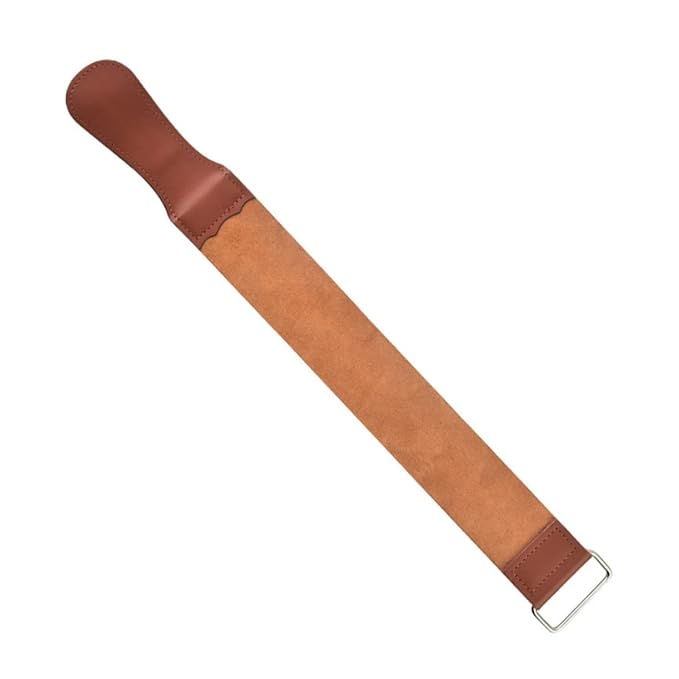 Straight Razor Strop Tool Double-sided Artificial Leather Sharpening Strap for Barbers Professional Razor Sharpening and Polishing Durable Easy to Use Brown