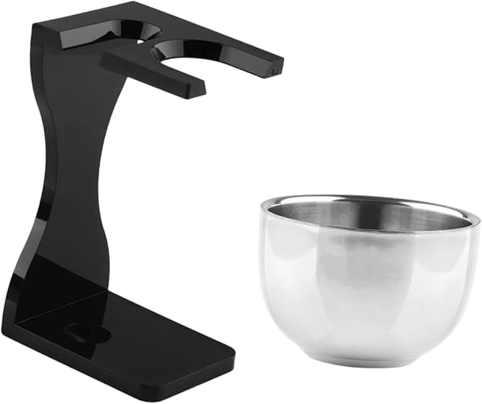 Men's Acrylic Shaving Brush Stand with Practical Shaving Bowl for Beard Grooming Space-saving Razor Holder Easy Drying and Neat Organization Tool for Bathroom Counters