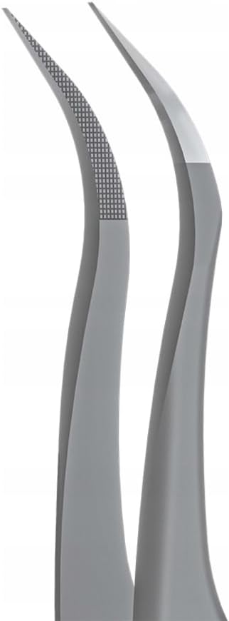 STALEKS PRO Expert 45 Type 1 Professional Eyelash Tweezers (Curved) – Stainless Steel with Nano-Notches for Volume & Mega-Volume Lash Extensions