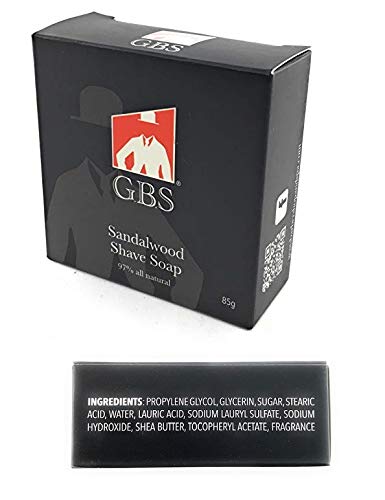 GENTS Men’s Sandalwood Shaving Soap - Natural Bar with Shea Butter & Glycerin for Rich Lather, 3oz