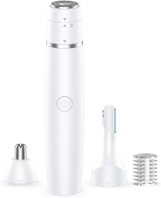Nose Hair Trimmer for Women & Men, 3-in-1 Facial Hair Remover for Peach Fuzz, Eyebrow Trimmer, Shaper & Shaver, Ear & Face Grooming Kit, USB-C Rechargeable, Painless, Dry Use, Compact & Travel-Ready
