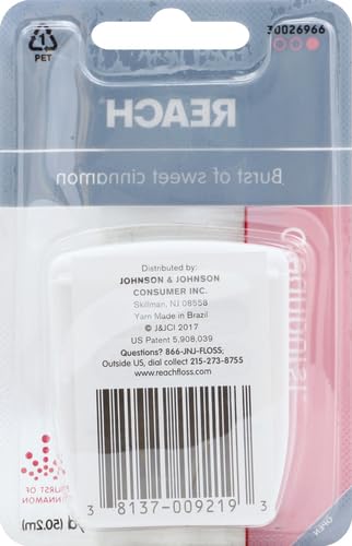 Reach Waxed Dental Floss, Cinnamon Flavored, 4 Pack | 55 Yards | Extra Wide | Shred Resistant | PFAS Free