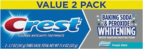 Crest Cavity & Tartar Protection Toothpaste, Whitening Baking Soda & Peroxide,5.7 Ounce (Pack of 2)