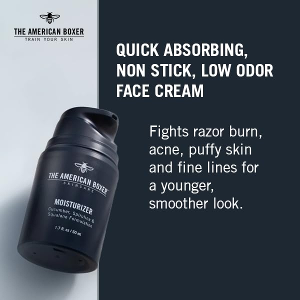 Mens Face Moisturizer, Hydrates Dry Skin, Soothes Irritation, Eliminates Razor Burn & Redness, Daily Use Moisturizing Face Cream, Anti Aging & Anti Wrinkle, Quick Absorbing, No Sticking, No Bad Odors