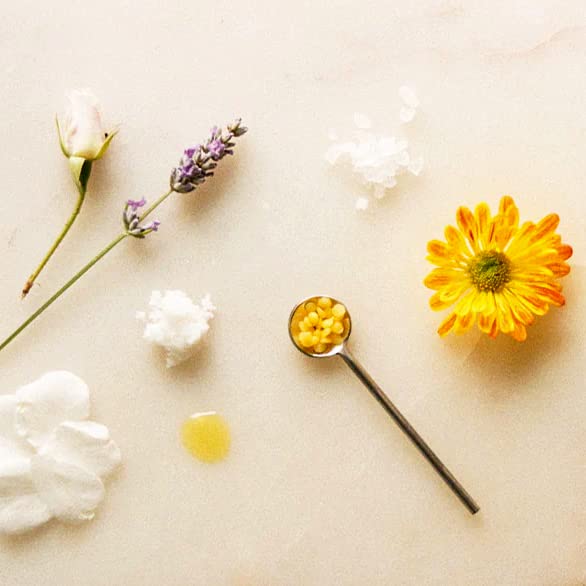 Shwally Tallow & Squalane Non-Comedogenic Face Balm - Tallow Moisturizer - 100% Grass-Fed Tallow, Squalane & Calendula Flowers - Creates Soft, Smooth Skin - 2 Oz (Mild Geranium Rose + Lavender)