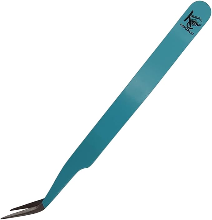 Blue Curved Professional Tweezer Great For Eyebrow, Eyelash, Facial, Ear, Nose & Ingrown Hair Remover Treatment. Make Perfect Eyebrow Shapes (Blue)
