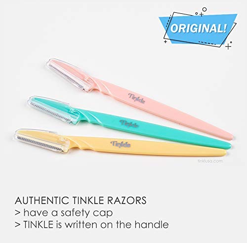 Tinkle Dermaplaning Tool 12ct, Dermaplane Razor for Women, Safe and Easy Peach Fuzz Remover, Eyebrow Trimmer with Protective Cover (4 Packs of 3), Stocking Stuffers