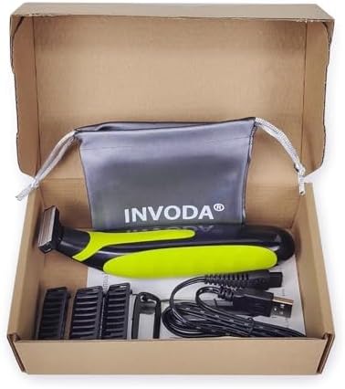 INVODA Electric Shaver for Men Rechargeable Wet Dry Razor with 3 Trimming Combs,1 Skin Guard – Waterproof Face & Body Trimmer for Travel