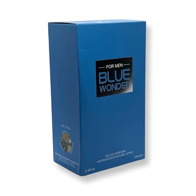Blue Wonder For Men Eau de Parfum- 3.4 Fl Oz Fragrance - Top Notes: Grapefruit, Juniper and Bergamot