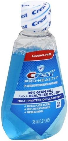 Crest Pro-Health Clean Mint Multi-Protection Mouthwash (Mouthrinse), Travel Size 1.2 oz (36 ml) - Pack of 12