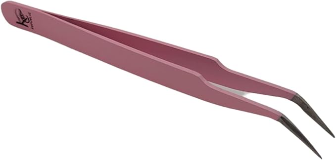 Pink Curved Professional Tweezer Great For Eyebrow, Eyelash, Facial, Ear, Nose & Ingrown Hair Remover Treatment. Make Perfect Eyebrow Shapes (Pink)