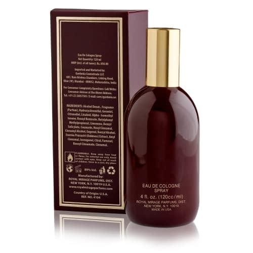 Royal Mirage Original Eau de Cologne for Men - Premium Bergamot & Jasmine Fragrance Spray - 120ml (4 oz) Long-Lasting EDC - Authentic Heritage Scent
