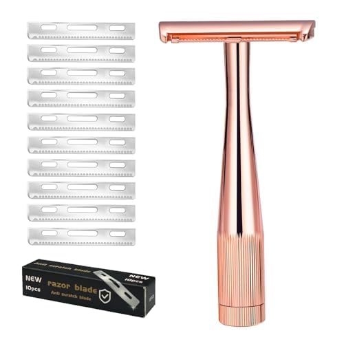 Safety Razor - Single Blade Razors for Women&Men with 10 Single Edge Razo Blades,Reusable Metal Razor with Scrap Blade Recycling Suitable for Body, Armpits, Bikini, Legs Shaving
