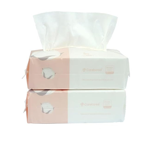 Extra Thick Dry Wipe, Disposable Face Drying Towel 100% Cotton, Lint-Free Cotton Tissues (2 Pack)