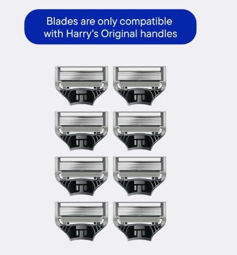 Razor Blade Refills, Harry Razor Blade Refills 8 Count, Sharper 5-Blade, Close and Comfortable Shave - Compatible