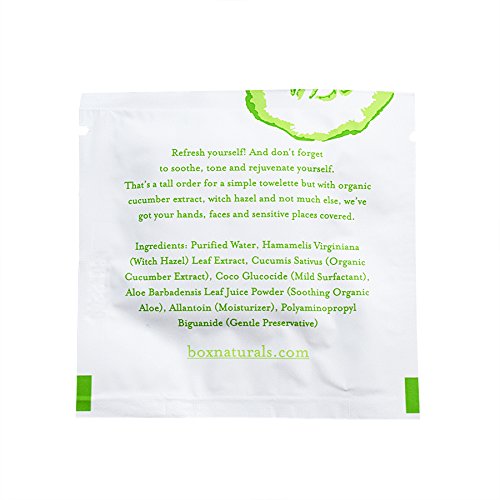 Cleansing Towelettes 12 Pack (Cucumber + Witch Hazel) For Face and Body - Wet Wipes