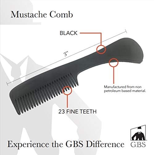 GENTS Mustache and Beard Styling Comb, pocket sized (Black, 3 Pack)