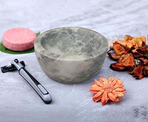 ShayVe Shaving Bowl for Shaving Soap & Cream — Marble Shave Bowl For Shaving Soap & Cream — Exquisite Heat Insulated Wet Shaving Kit Addition (Light Grey Marble)