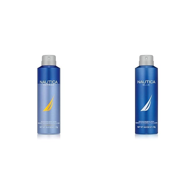Nautica Voyage Deodorizing Body Spray for Men - Fresh, Fruity Scent - Woody & Blue - Iconic, Vegan Formula, Refreshing Bergamot