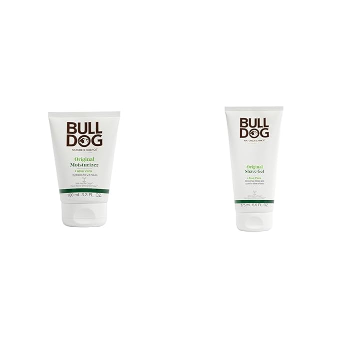 Bulldog Mens Skincare Original Face Moisturizer 3.3oz and Original Shave Gel 5.9oz Bundle