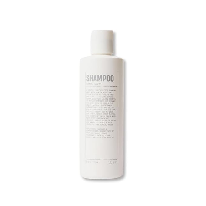 Blu Atlas Men's Natural Shampoo – Organic, Sulfate-Free, Paraben-Free – Deep Cleansing & Hydrating – Santal Cedar Scent – Made in America – 8 oz