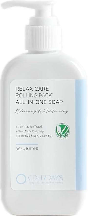 CDH7DAYS Vegan Certified Handmade Low pH Body & Face Soap (pH 5.5–6.6, Made in Korea) K-Beauty All in One Rolling Pack Cream Cleanser, Plant Based, Deep Cleansing & Pore Care, Gentle Daily Cleanser