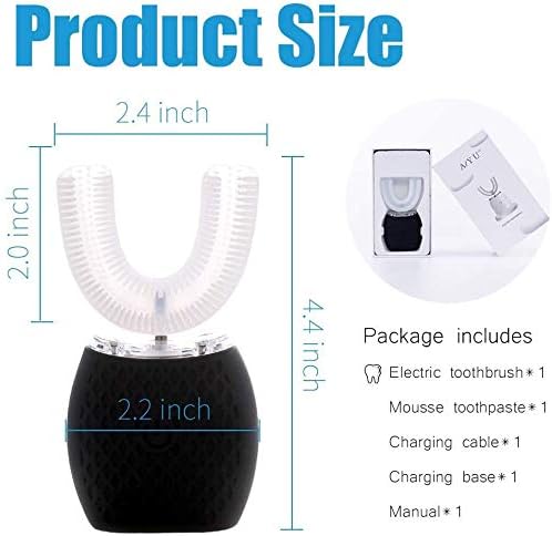 Automatic Ultrasonic Toothbrush,Electric Ultrasonic Toothbrush for Adults 360° Electric Toothbrush 30'' Automatic Timer Wireless Charging Washable Travel Home Dual-use (Black)