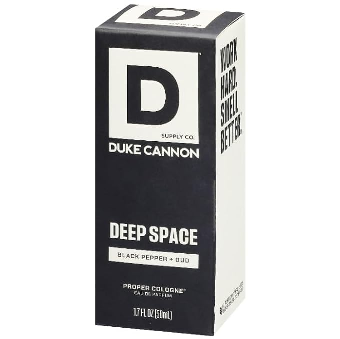 Duke Cannon Proper Cologne for Men - Men's Eau de Parfum - Fragrance for Lasting Wear - Essential Oils - Black Pepper & Oud - Deep Space, 1.7 fl oz