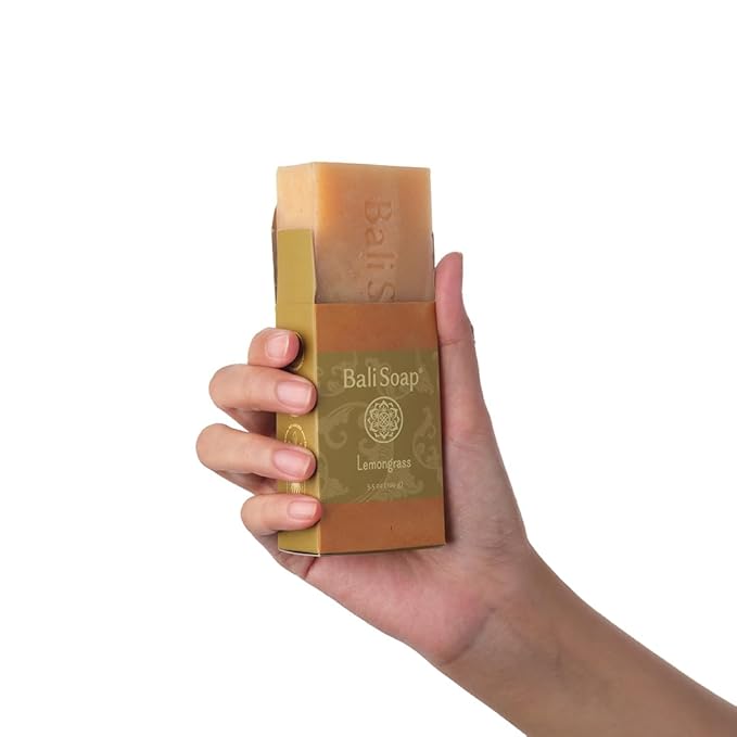 Bali Soap - Handmade Lemongrass Soap Bars - Natural Vegan Soap Gift Set, Artisan Cold Process Soap for Face Body, Moisturizing Exfoliating Plant-Based Soap for All Skin Types, 3 Pack
