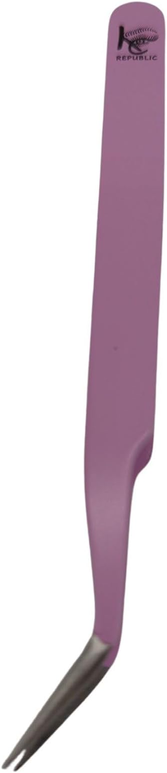 Violet Curved Professional Tweezer Great For Eyebrow, Eyelash, Facial, Ear, Nose & Ingrown Hair Remover Treatment. Make Perfect Eyebrow Shapes (Violet)