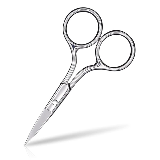 Eyebrow Scissors, Precision Grooming Shears, Nose Hair Trimmer - Professional Stainless Steel Fine Tip for Beard, Mustache, Eyelashes, Cuticles- ASONTAO (1Pcs Eyebrow Scissors)