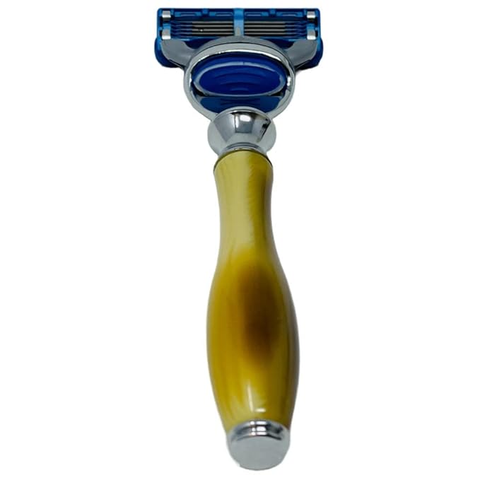 G.B.S 5 Blade Compatible Razor for Men, Shaving Kit for Men, Includes 1 Handle, 1 Razor Refill Cartridge (Horn Chrome)