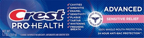 Crest Pro-Health Advanced Toothpaste, Sensitive & Enamel Shield | 5.1 Ounce | Pack of 2